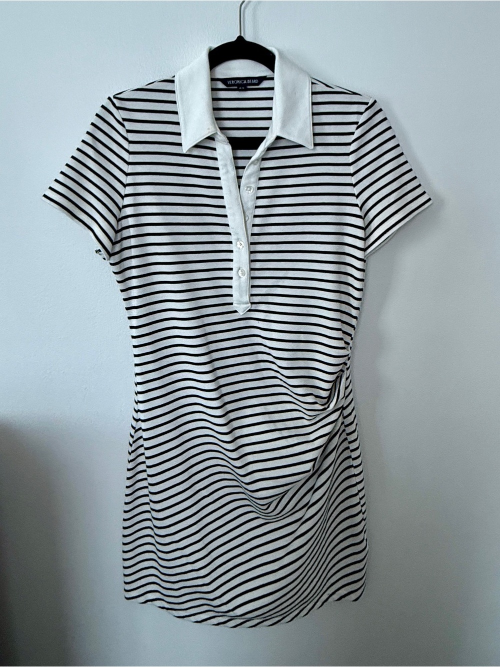 Veronica Beard Black and White Striped Polo Mini Dress
